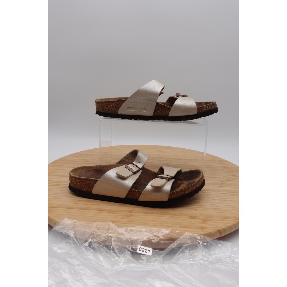Birkenstock Sandals Womens Size 8 39 Gold Double Strap Slide Comfort Shoes
